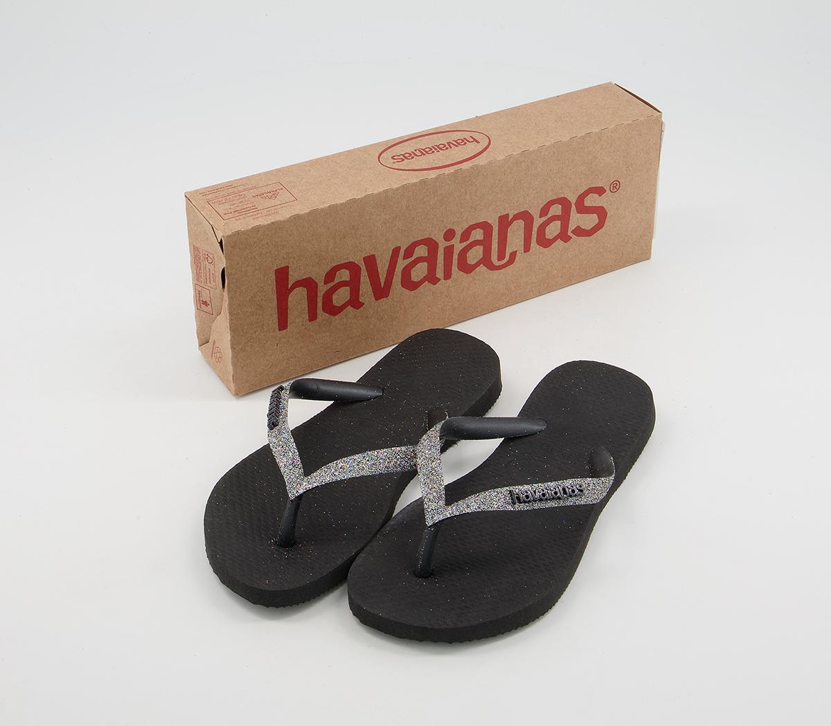 Havaianas Slim Fashion Kids Flip Flops Havaianas Slim Fashion Kids Flip Flops Black Silver Glitter