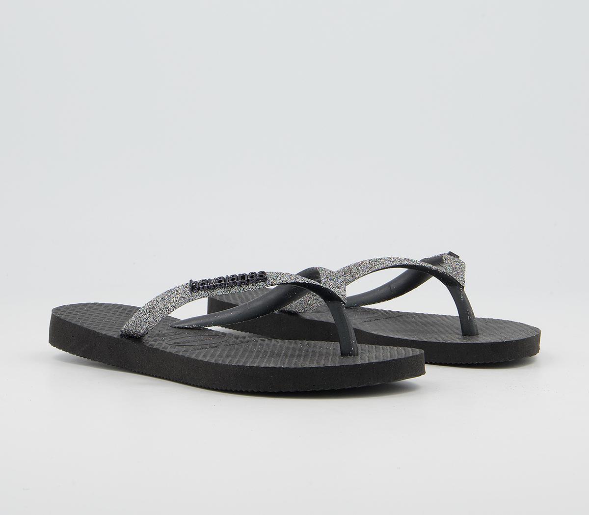 Havaianas Slim Fashion Kids Flip Flops Havaianas Slim Fashion Kids Flip Flops Black Silver Glitter