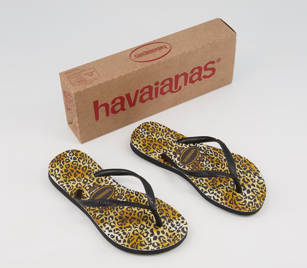 Havaianas Slim Fashion Kids Flip Flops Havaianas Slim Fashion Kids Flip Flops Black Leopard