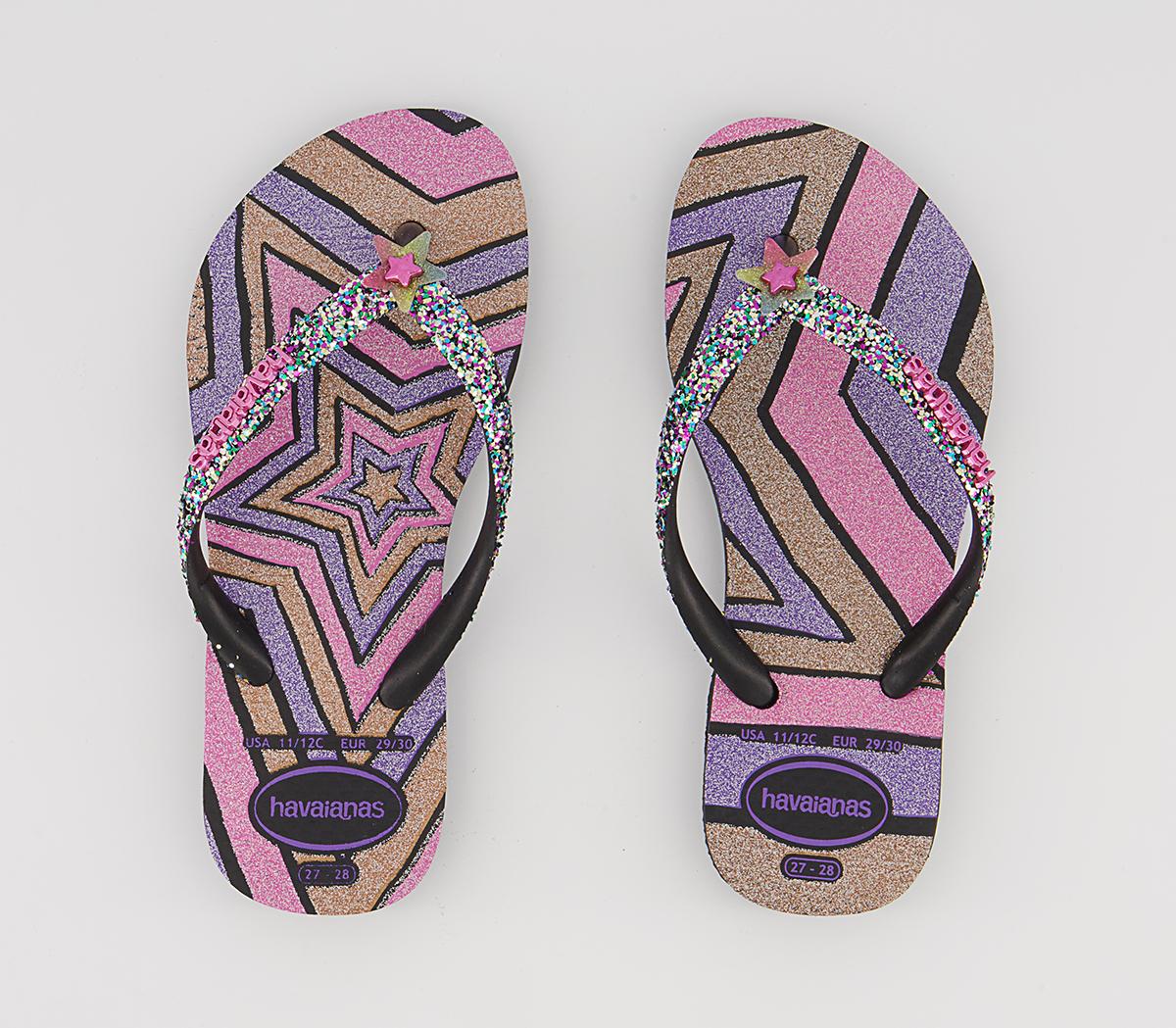Havaianas Slim Fashion Kids Flip Flops Havaianas Slim Fashion Kids Flip Flops Glitter Black Star