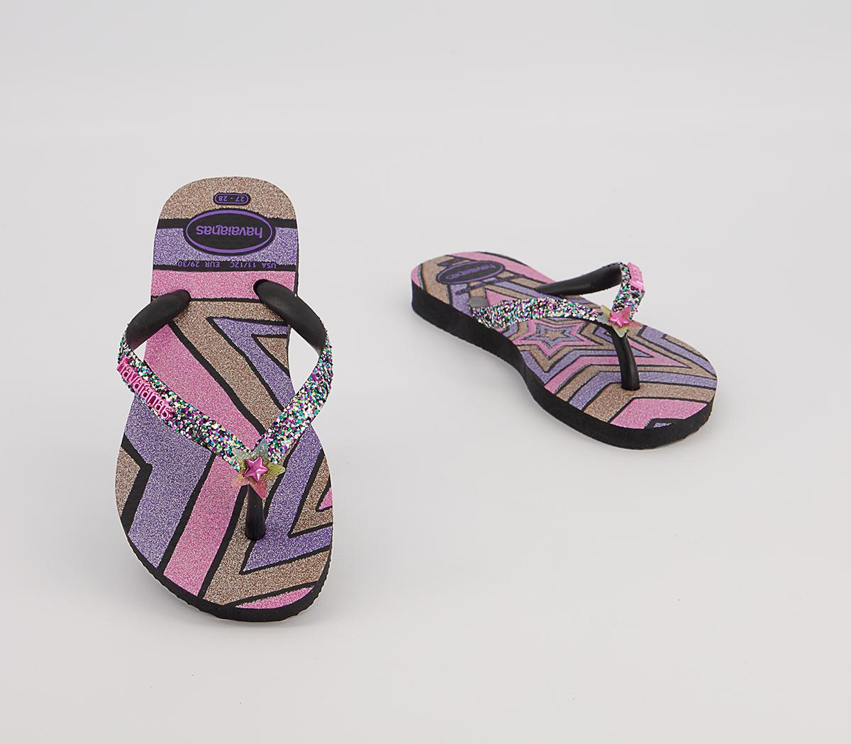 Havaianas Slim Fashion Kids Flip Flops Havaianas Slim Fashion Kids Flip Flops Glitter Black Star