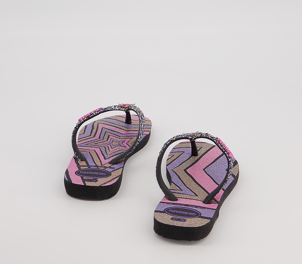 Havaianas Slim Fashion Kids Flip Flops Havaianas Slim Fashion Kids Flip Flops Glitter Black Star