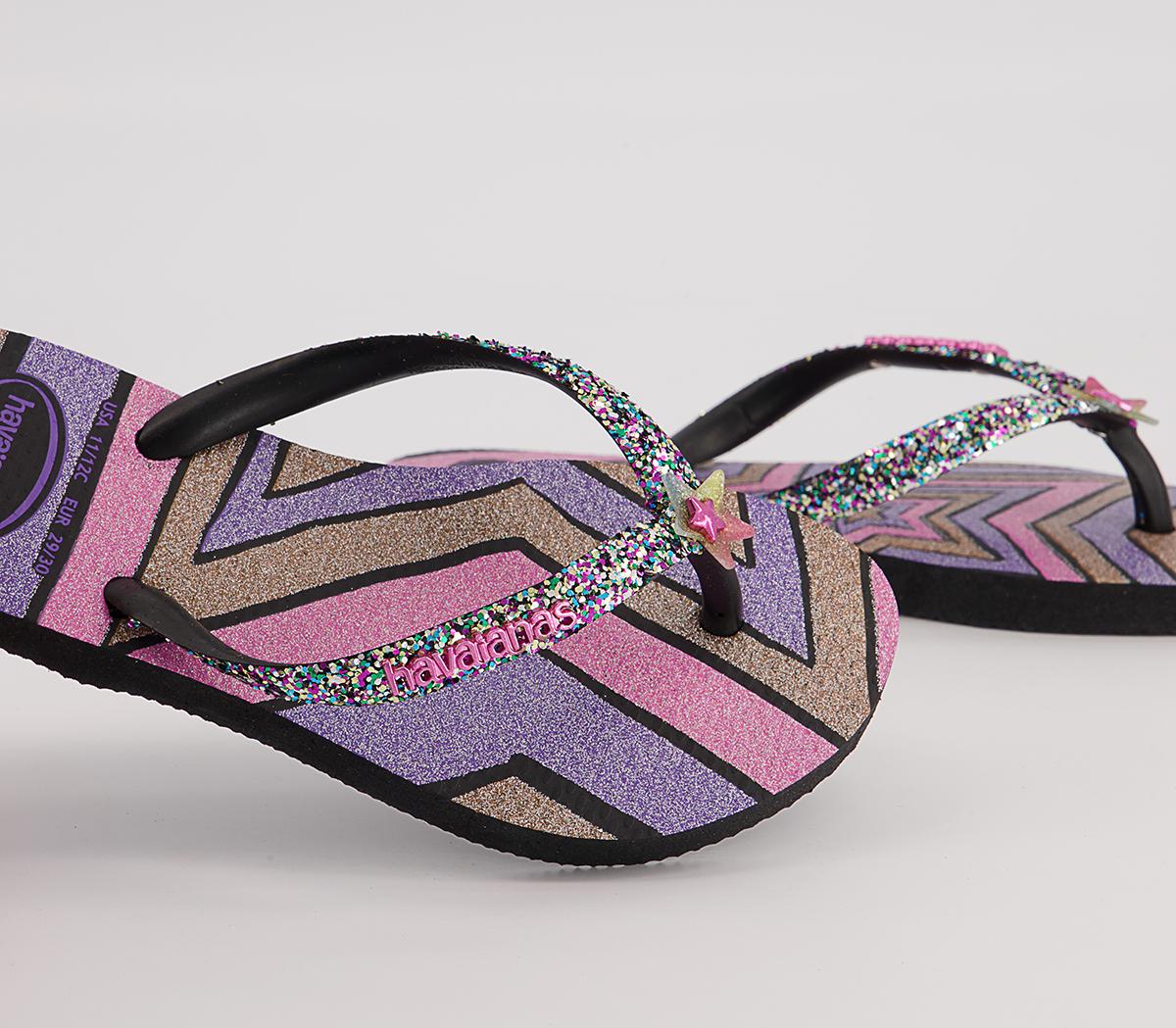 Havaianas Slim Fashion Kids Flip Flops Havaianas Slim Fashion Kids Flip Flops Glitter Black Star
