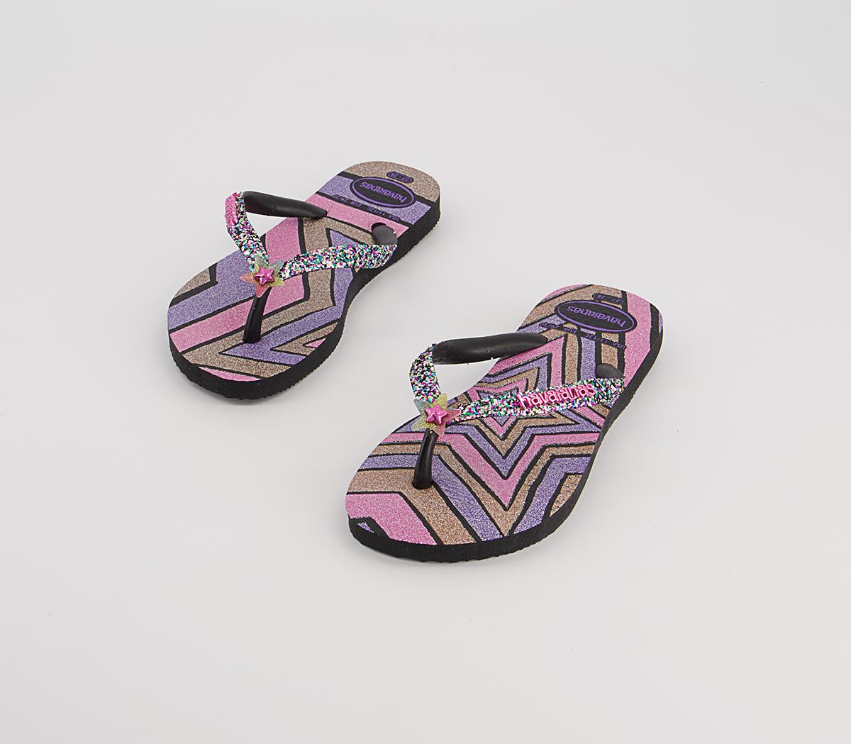 Havaianas Slim Fashion Kids Flip Flops Havaianas Slim Fashion Kids Flip Flops Glitter Black Star