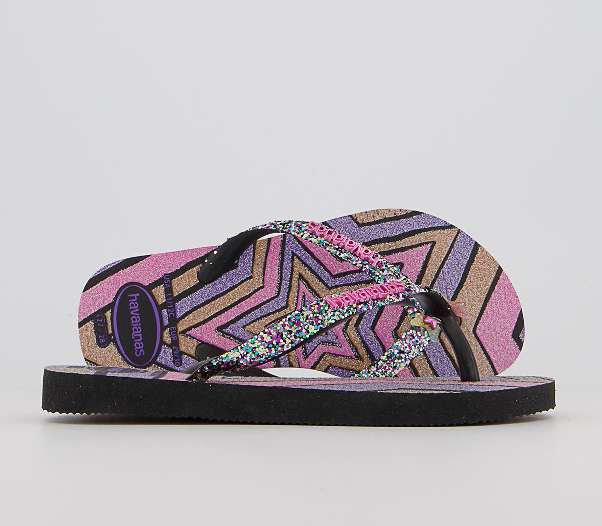 HavaianasSlim Fashion Kids Flip Flops HavaianasSlim Fashion Kids Flip FlopsGlitter Black Star