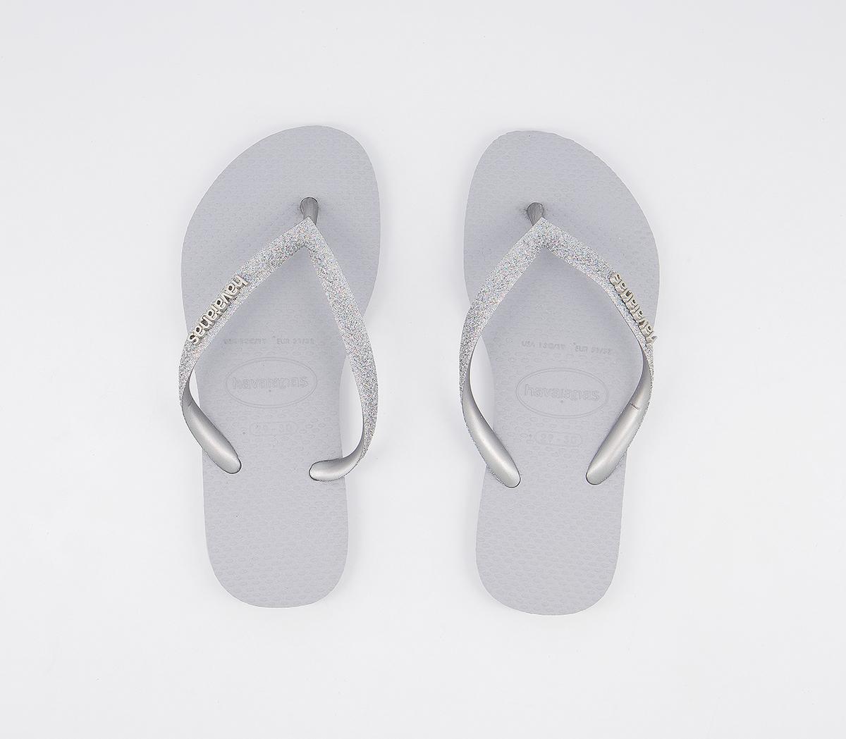 HavaianasSlim Fashion Kids Flip FlopsIce Grey Glitter