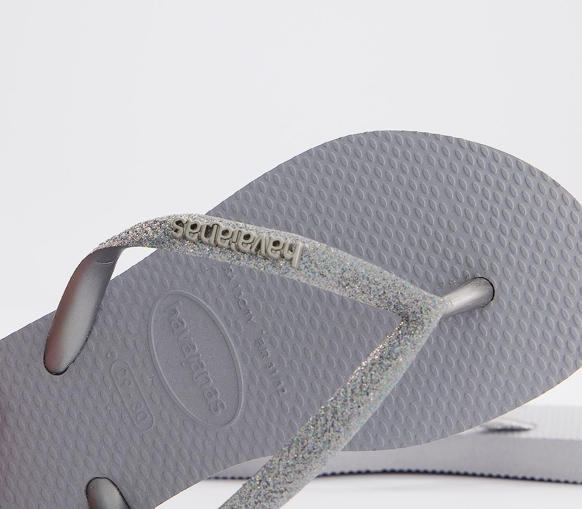HavaianasSlim Fashion Kids Flip FlopsIce Grey Glitter