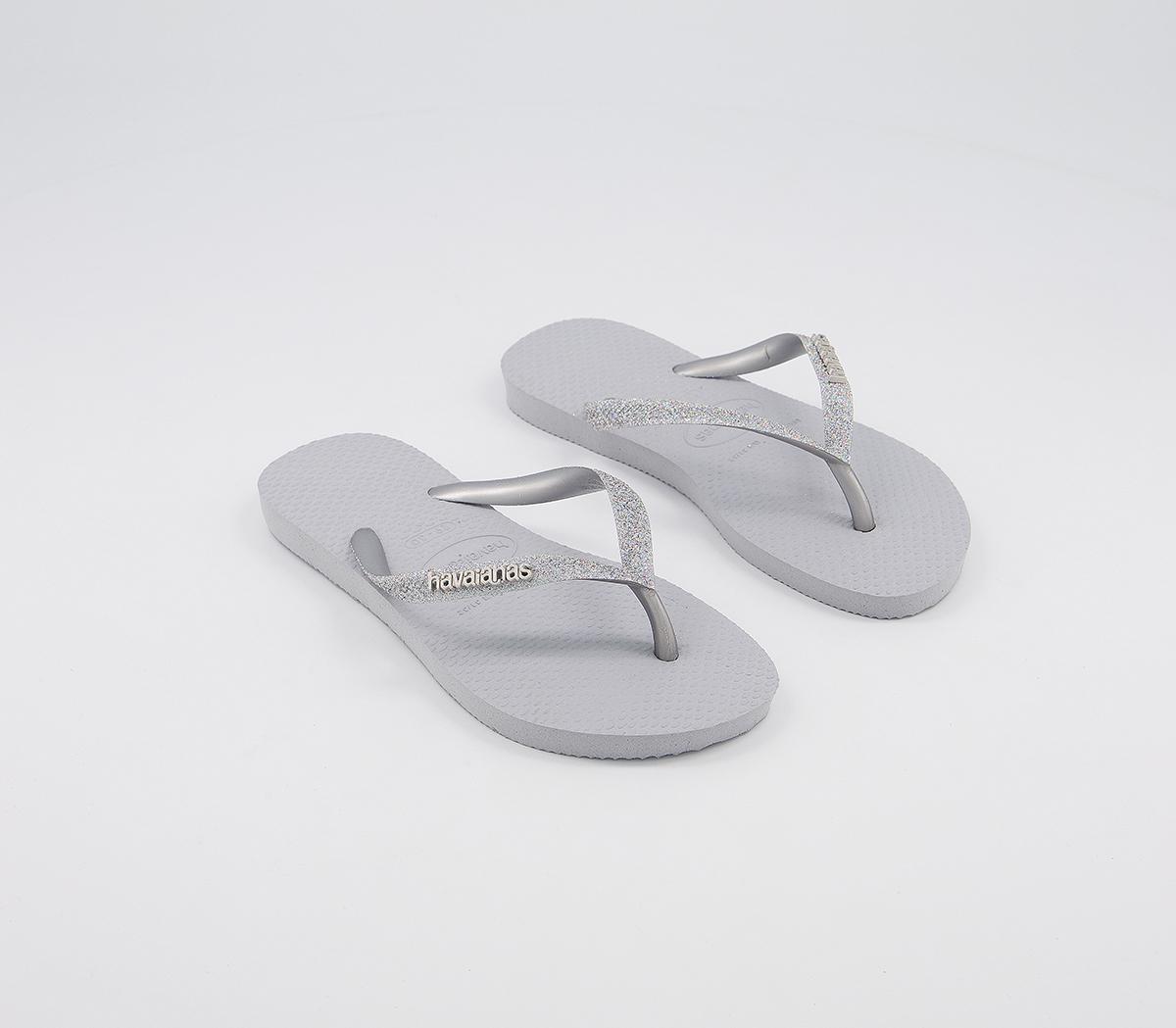 HavaianasSlim Fashion Kids Flip FlopsIce Grey Glitter