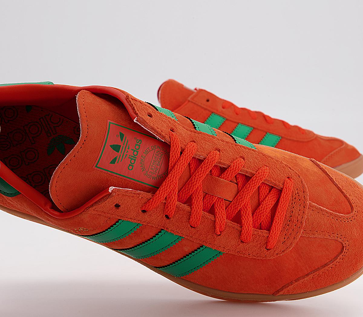 adidas Hamburg Trainers adidas Hamburg Trainers Orange Green Gum