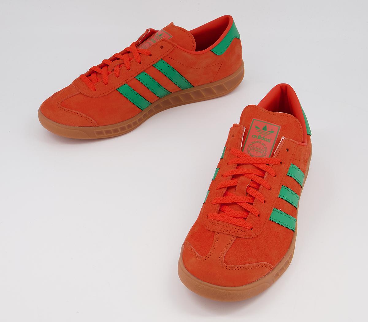 adidas Hamburg Trainers adidas Hamburg Trainers Orange Green Gum