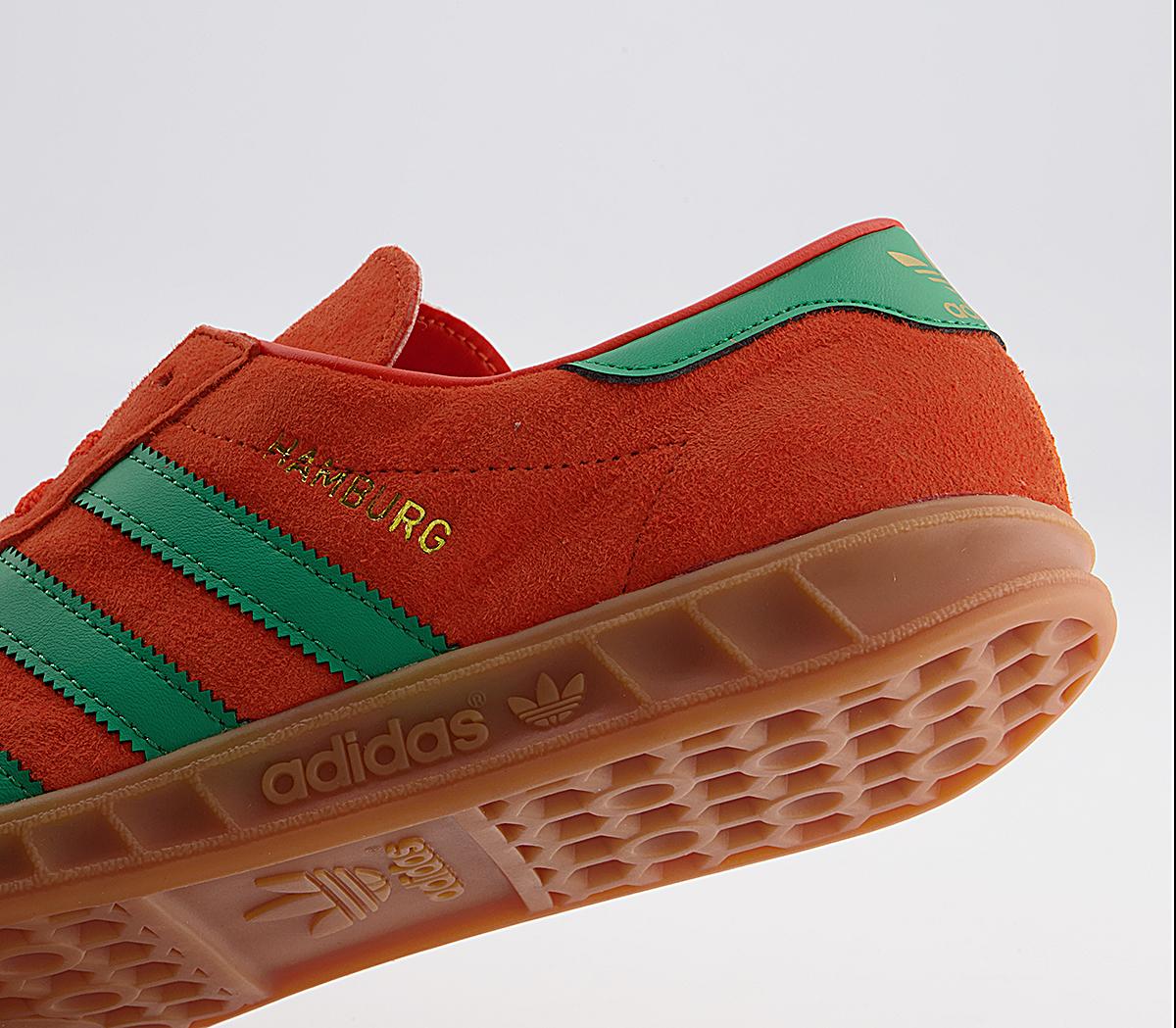 adidas Hamburg Trainers adidas Hamburg Trainers Orange Green Gum