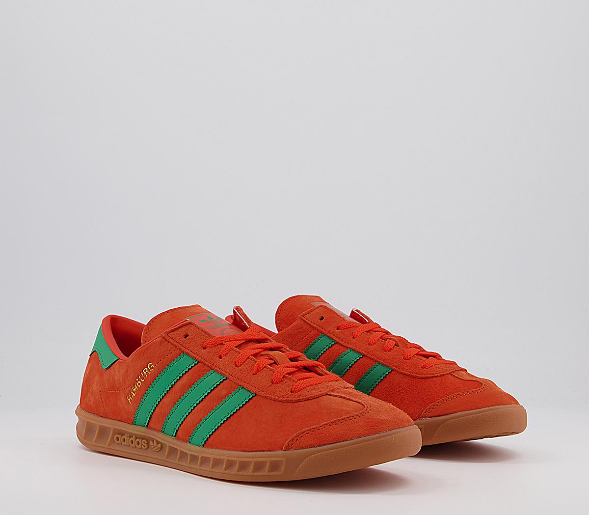 adidas Hamburg Trainers adidas Hamburg Trainers Orange Green Gum
