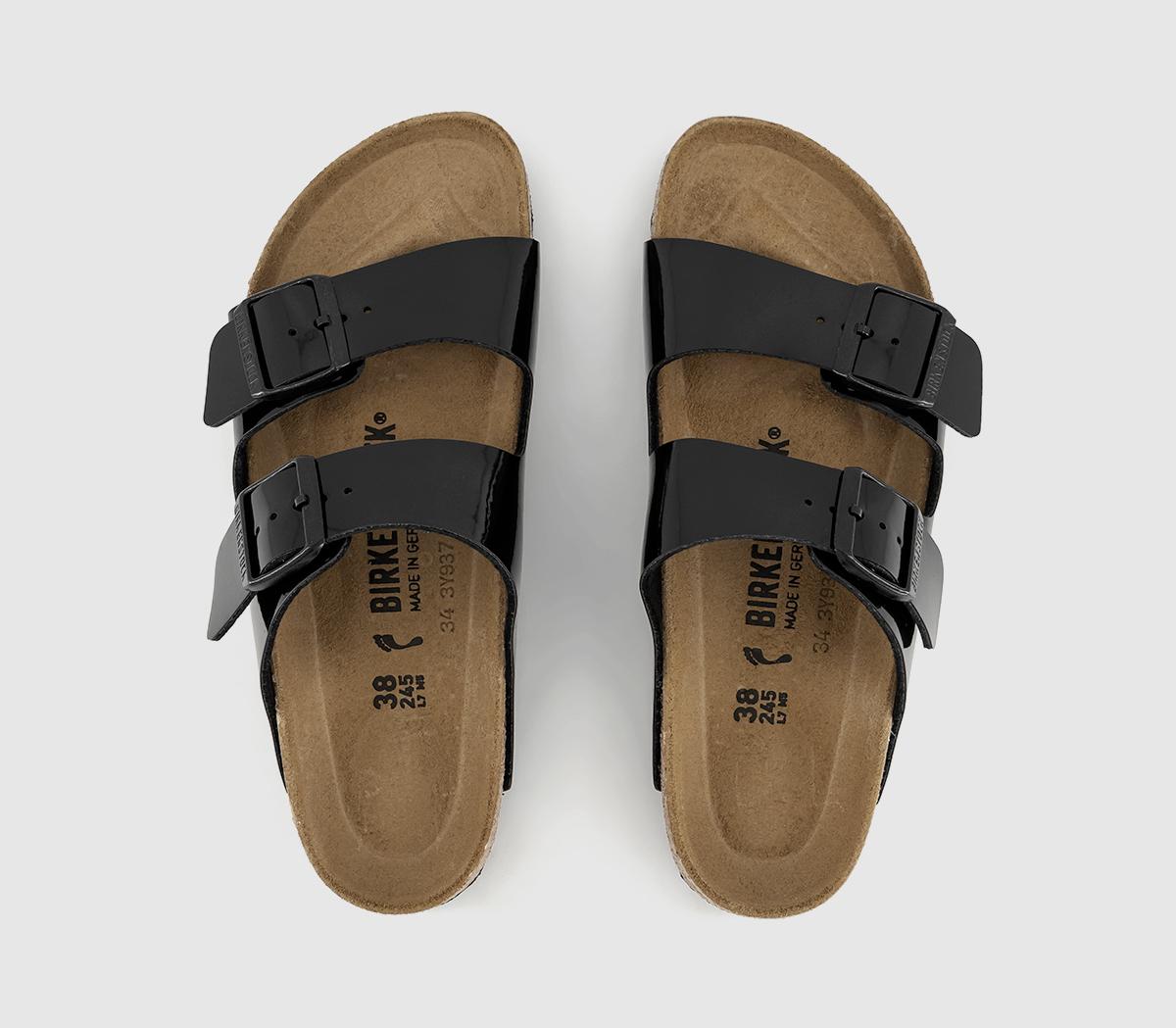 BIRKENSTOCK Arizona Two Strap Sandals Black Patent - Women’s Sandals