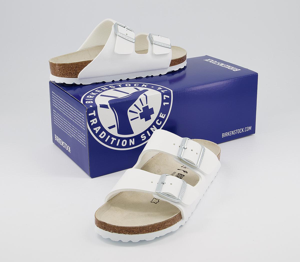 BIRKENSTOCK Arizona Two Strap Sandals F White Birko Flor - Women’s Sandals