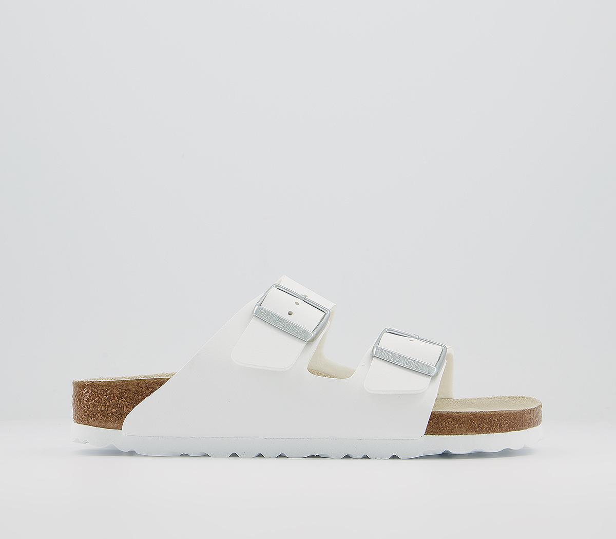 Birkenstock Arizona Two Strap Sandals F White Birko Flor Womens Sandals