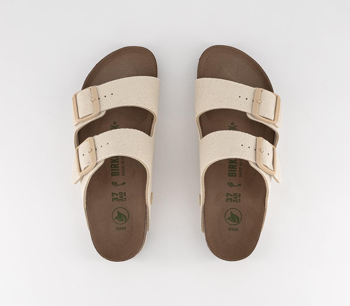 BIRKENSTOCK Arizona Two Strap Sandals Eggshell Textile - Women’s Sandals