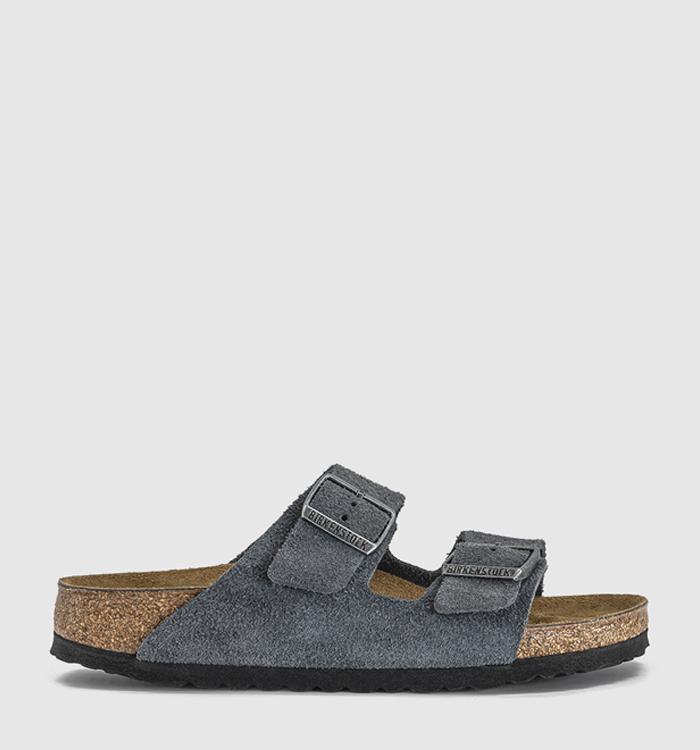 BIRKENSTOCK Arizona Two Strap Sandals Charcoal Suede