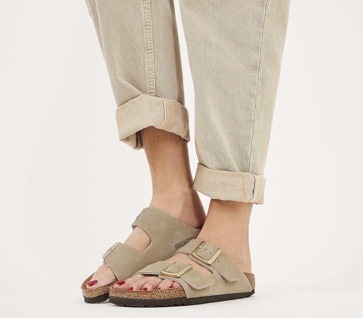 Birkenstock Arizona Suede Regular Flip-flops (taupe)