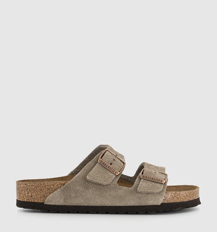 BIRKENSTOCK Arizona Two Strap Sandals Taupe Soft Footbed