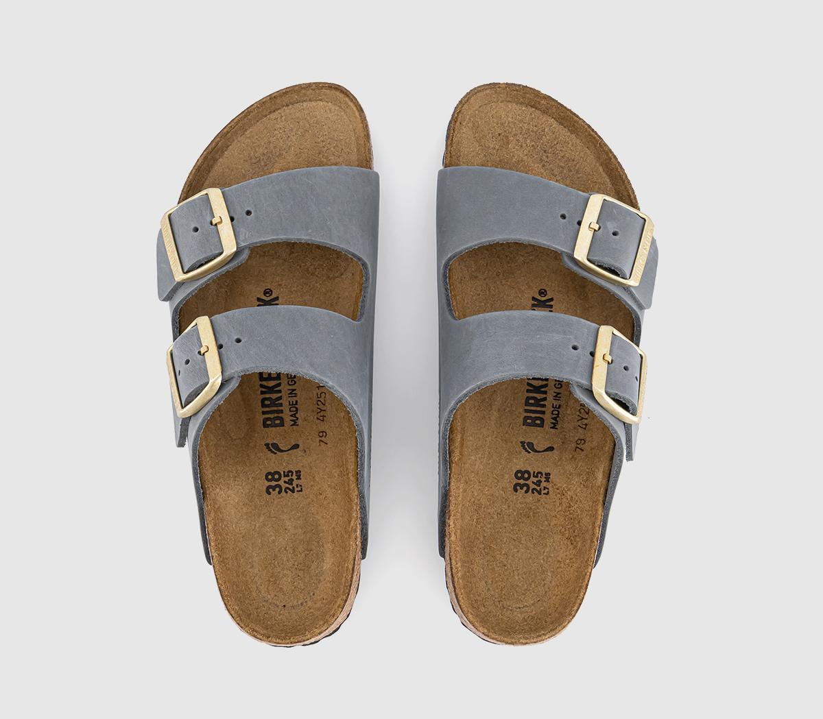 BIRKENSTOCK Arizona Two Strap Sandals BIRKENSTOCK Arizona Two Strap Sandals Basalt Grey Oiled Leather