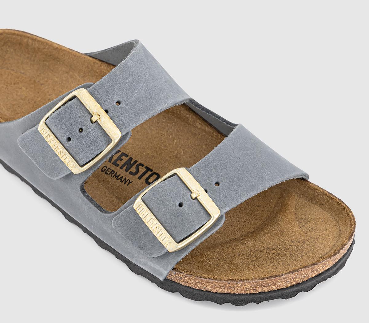 BIRKENSTOCK Arizona Two Strap Sandals BIRKENSTOCK Arizona Two Strap Sandals Basalt Grey Oiled Leather