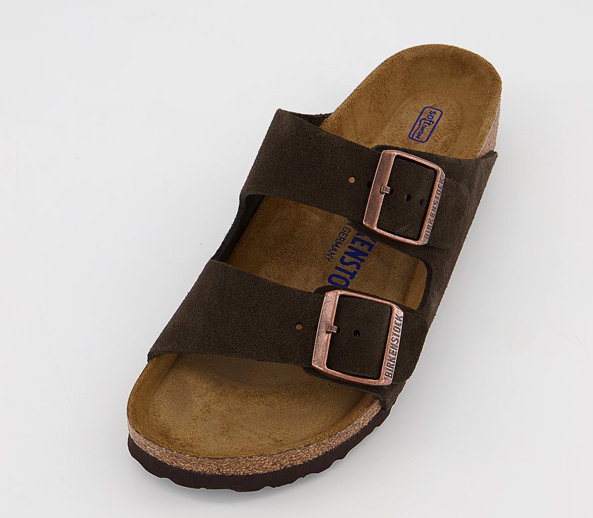 BIRKENSTOCK Arizona Two Strap Sandals Suede Leather Mocha