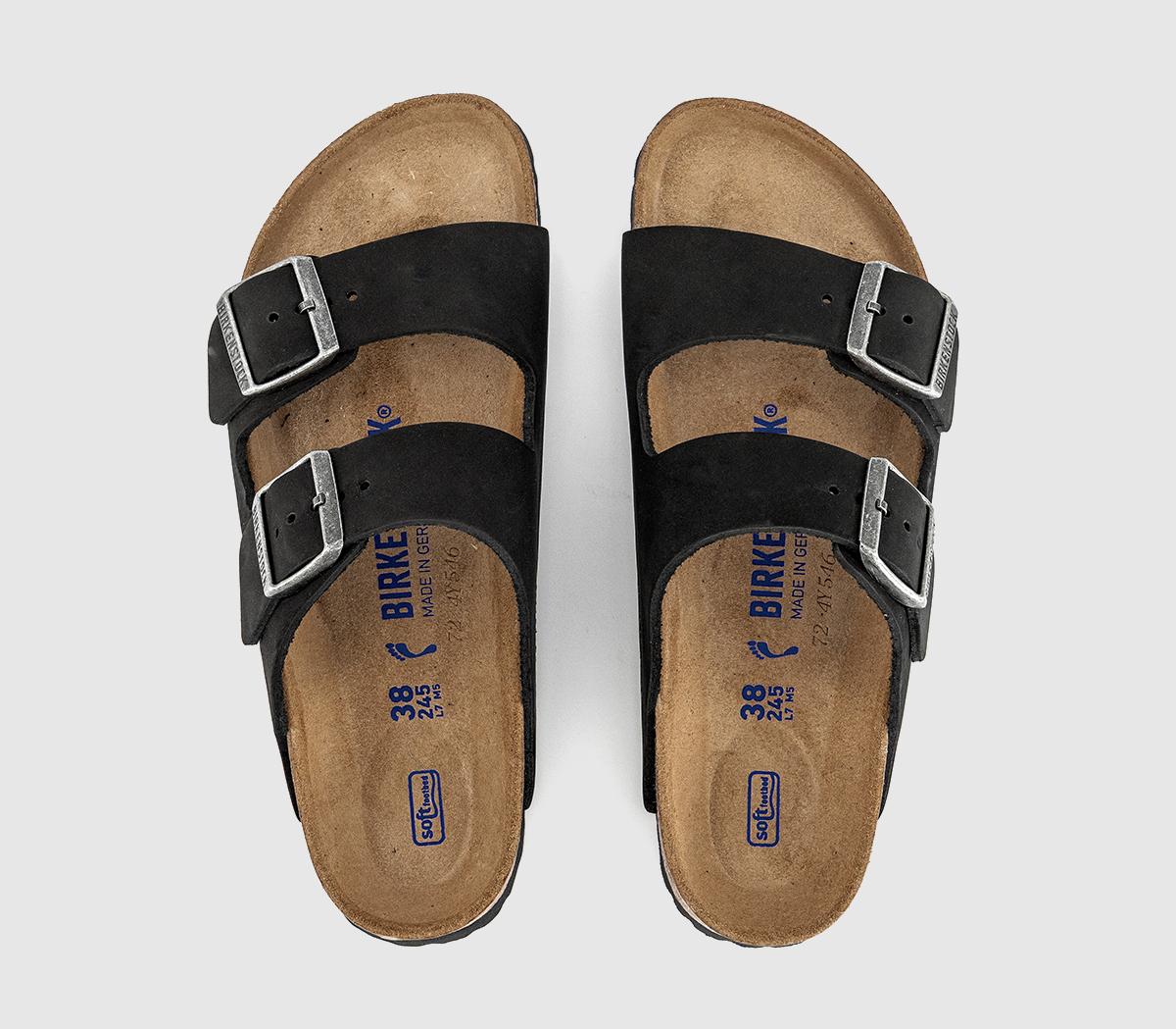 BIRKENSTOCK Arizona Two Strap Soft Footbed Sandals BIRKENSTOCK Arizona Two Strap Soft Footbed Sandals Black Nubuck Sfb