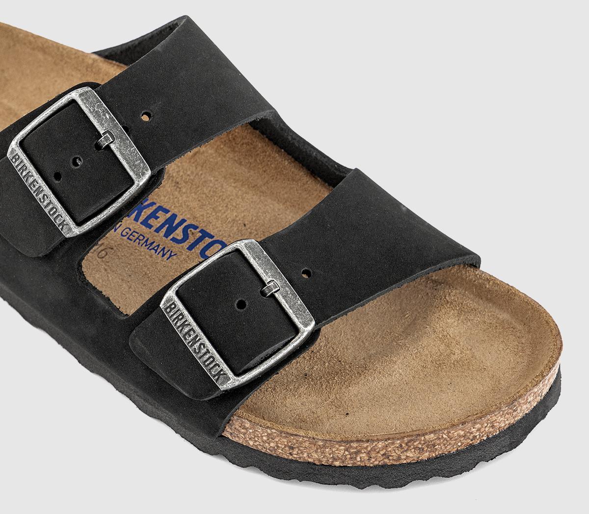BIRKENSTOCK Arizona Two Strap Soft Footbed Sandals BIRKENSTOCK Arizona Two Strap Soft Footbed Sandals Black Nubuck Sfb