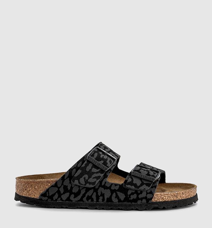 BIRKENSTOCK Arizona Two Strap Sandals Leopard Black