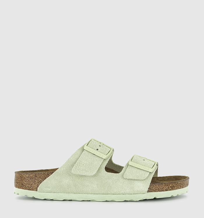 BIRKENSTOCK Arizona Two Strap Sandals Faded Lime Suede