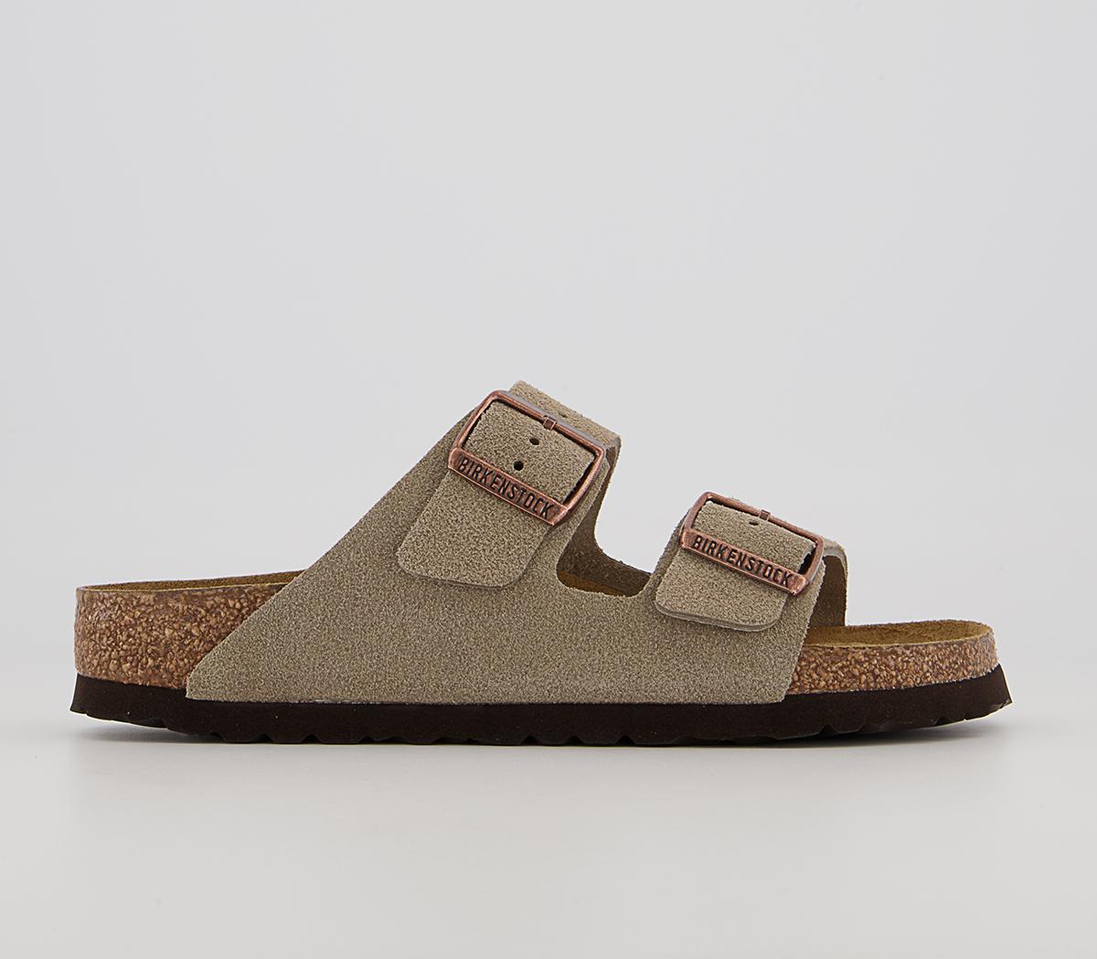 BIRKENSTOCK Arizona Two Strap Sandals Suede Leather Taupe - Women's Sandals