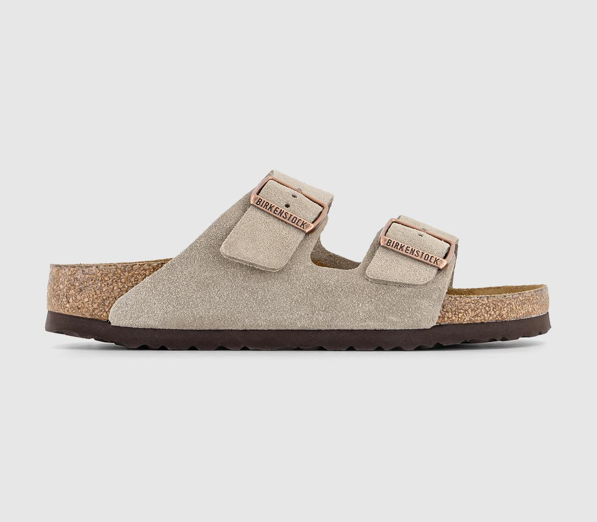 Arizona Two Strap Sandals Suede Taupe Natural