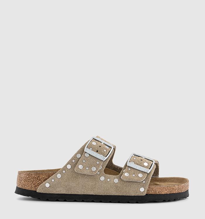 BIRKENSTOCK Arizona Two Strap Sandals Taupe Rivet