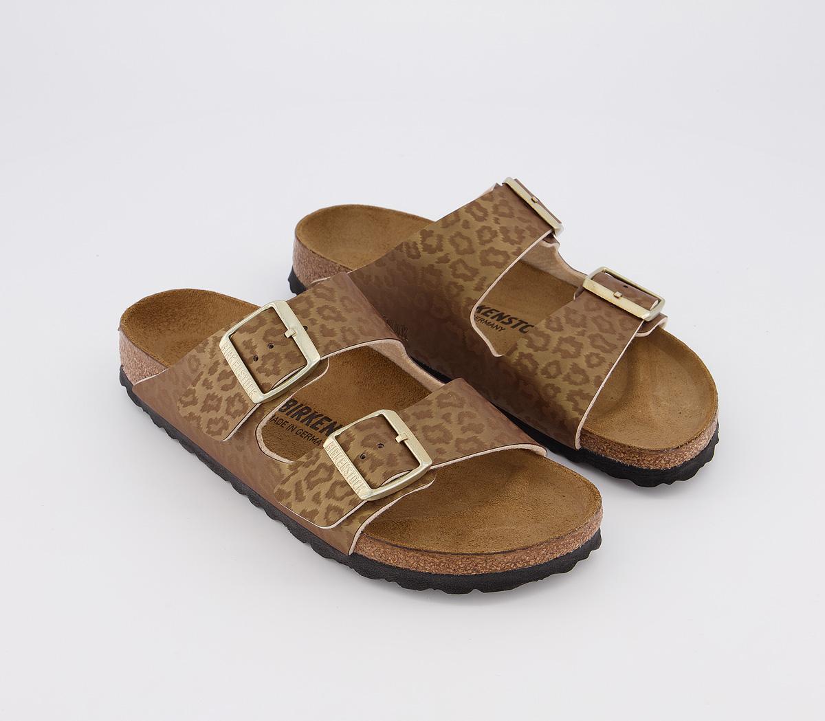 BIRKENSTOCK Arizona Two Strap Sandals Gold Leopard - Women’s Sandals