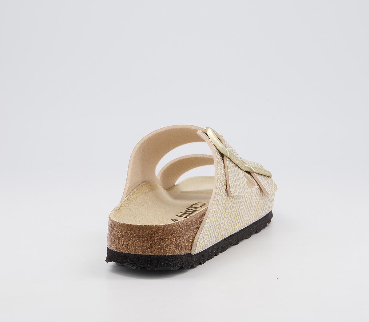 BIRKENSTOCK Arizona Two Strap Sandals BIRKENSTOCK Arizona Two Strap Sandals Shiny Python Eggshell Gold