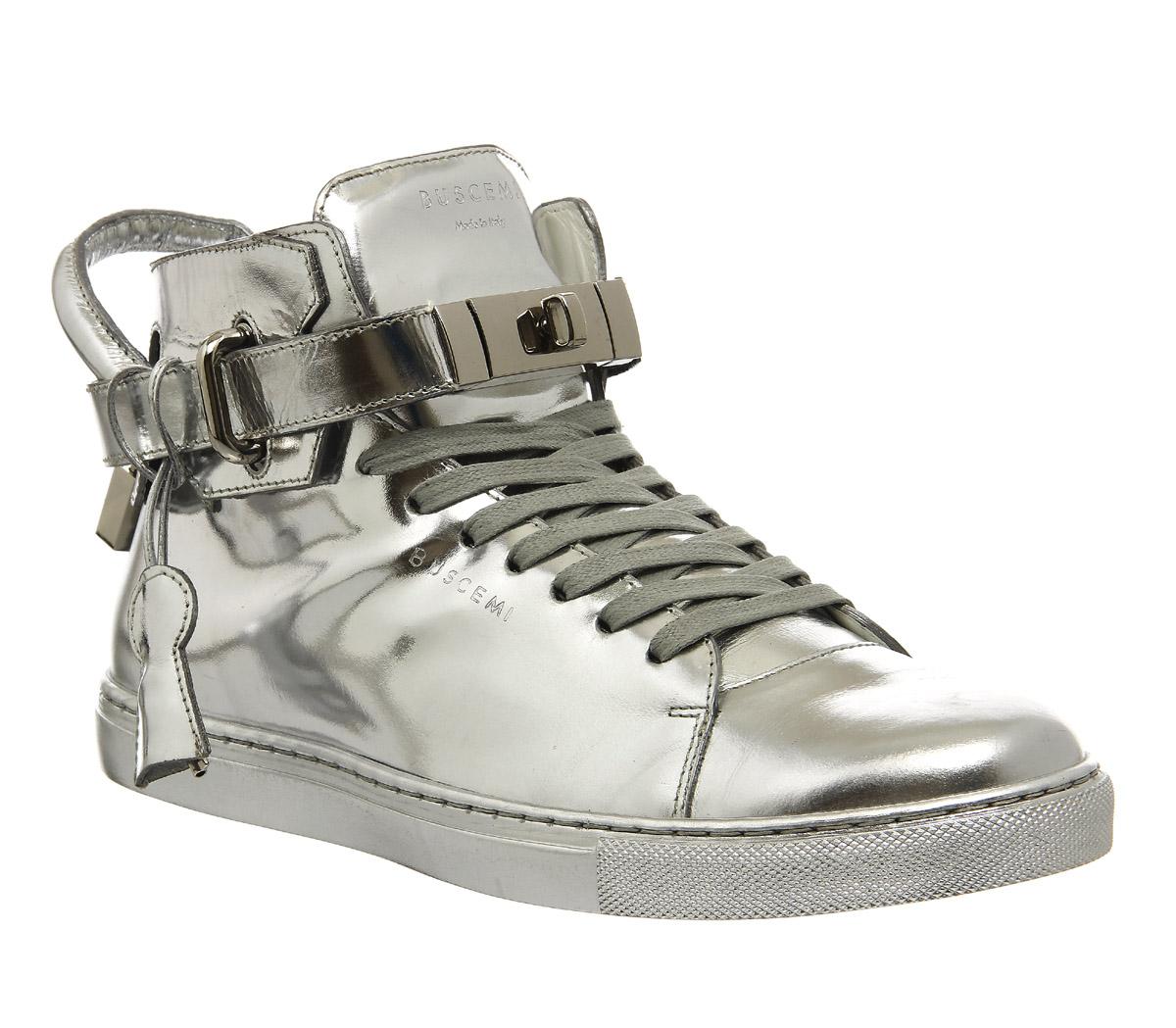 Buscemi 100mm ShoesSilver Metallic Leather
