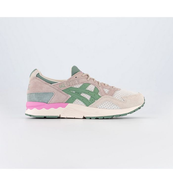 Asics Gel Lyte V Mens Pink And Green Nubuck Leather Trainers, Size: 8
