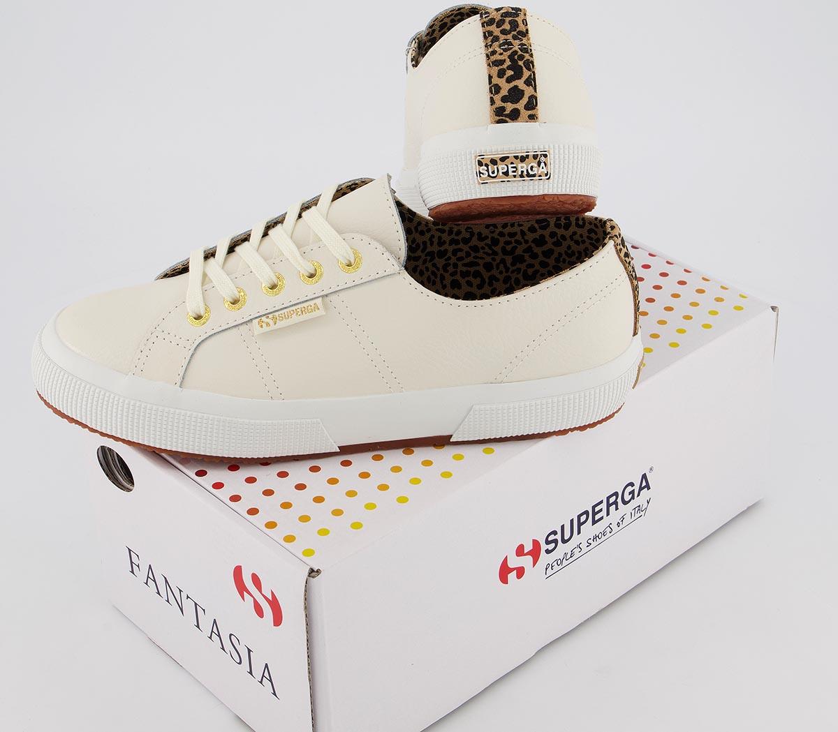 Superga2750 Superga2750Prestine White Leather Leopard Exclusive