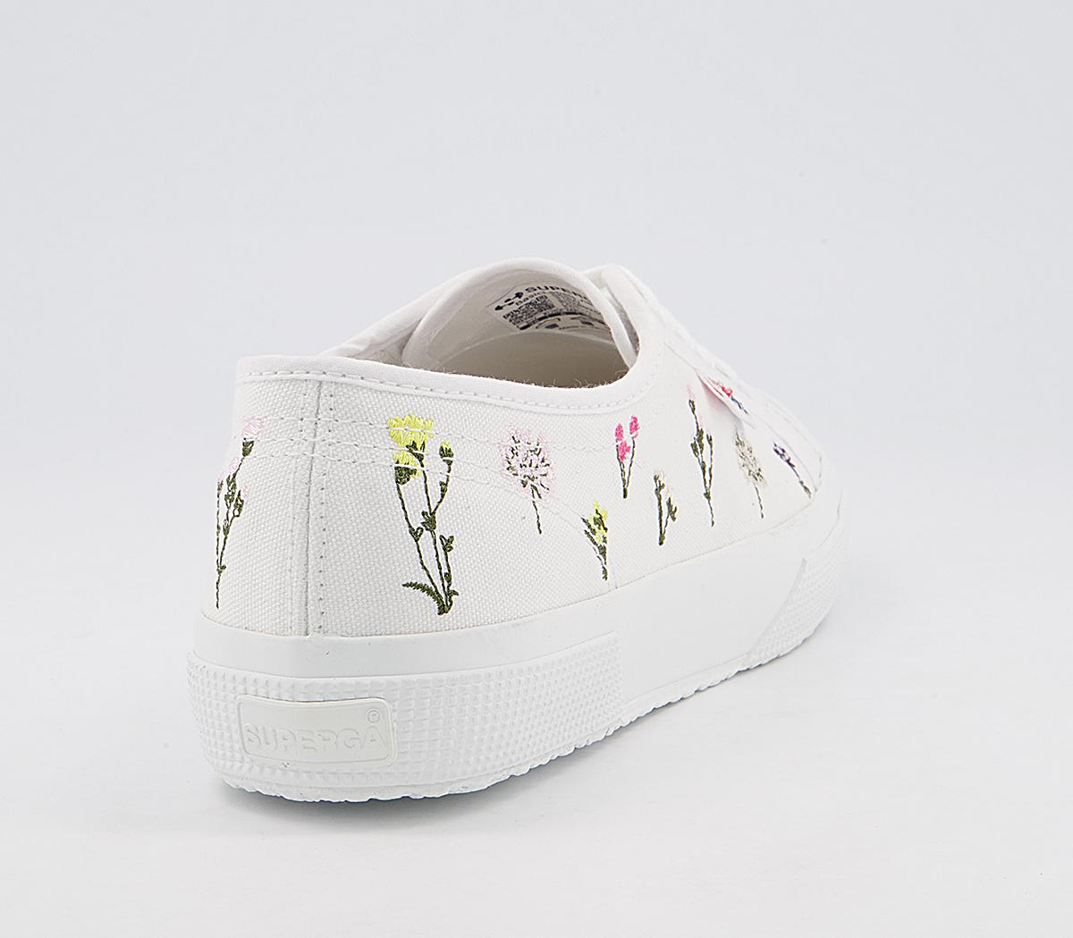 Superga 2750 Trainers Flower Bloom Embroidery White Flowers Women's