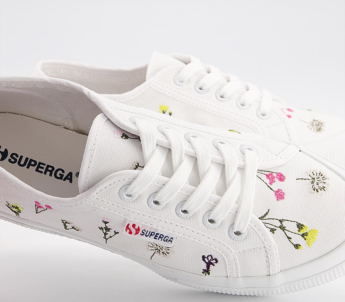 Superga 2750 Trainers Flower Bloom Embroidery White Flowers Women's
