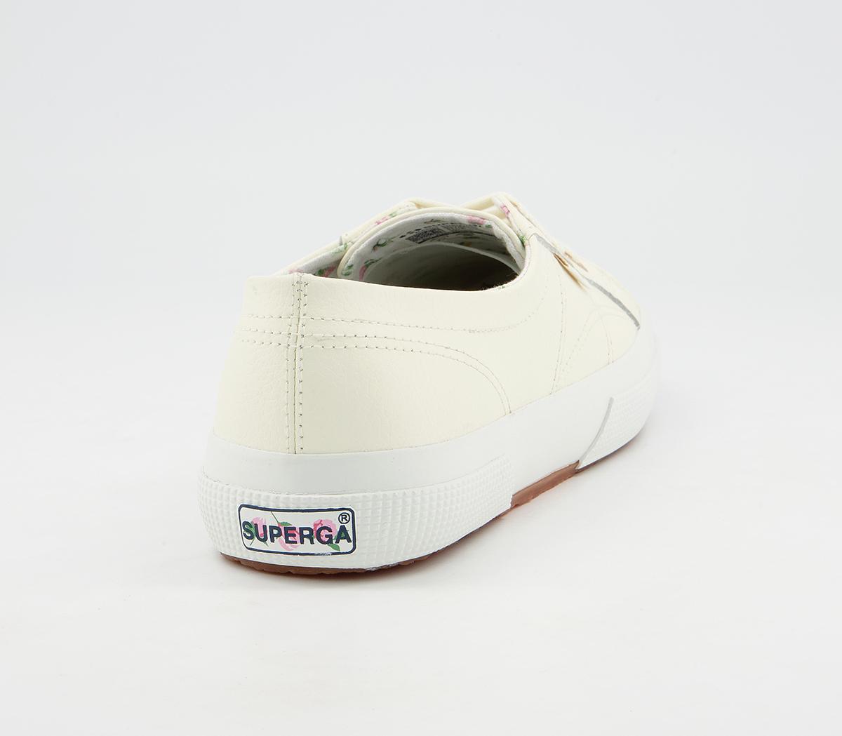 Superga 2750 Trainers Superga 2750 Trainers Pristine Off White Leather Floral Exclusive