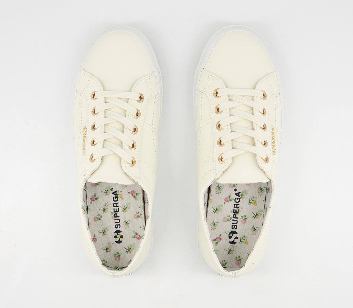 Superga 2750 Trainers Superga 2750 Trainers Pristine Off White Leather Floral Exclusive
