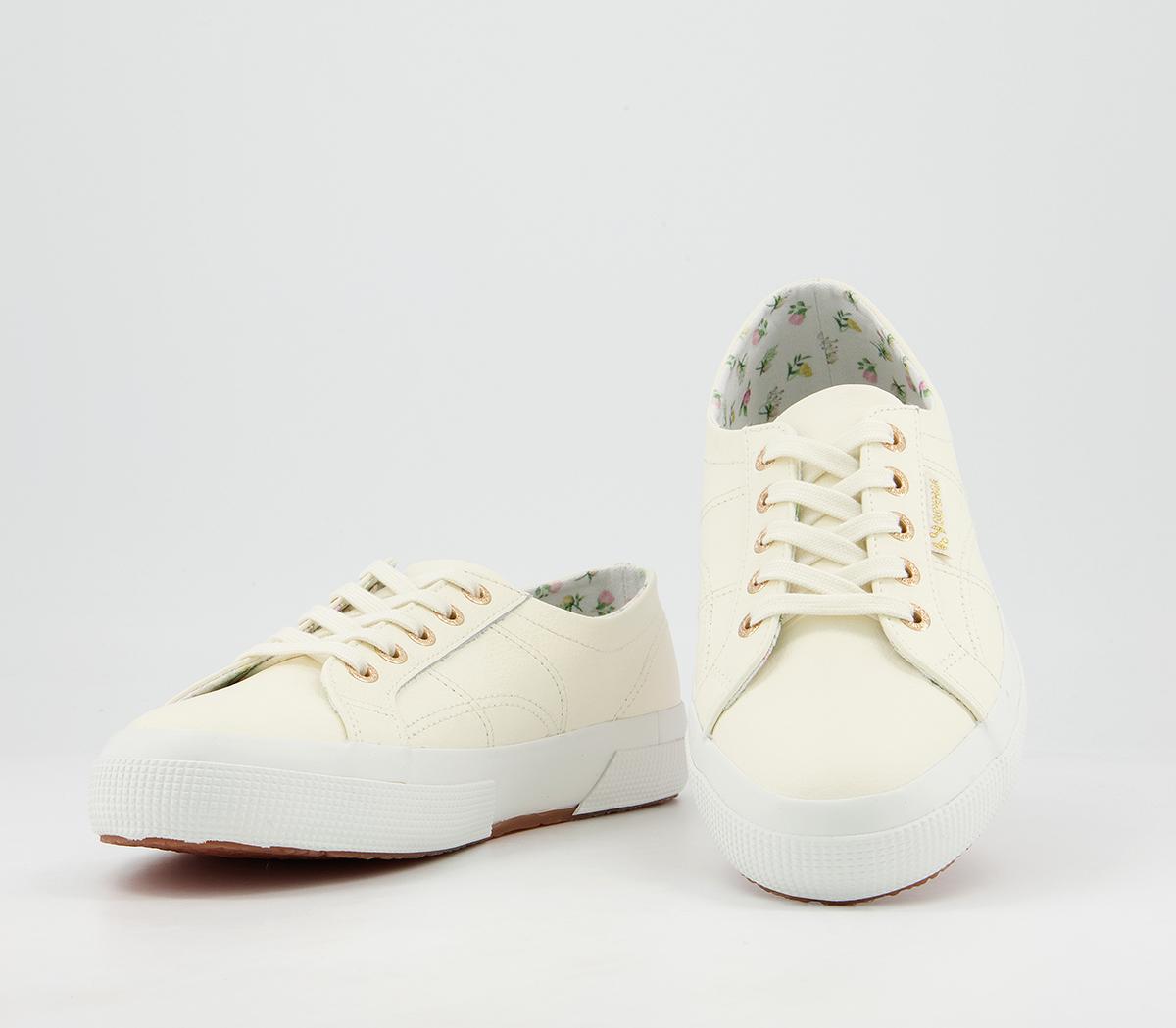Superga 2750 Trainers Superga 2750 Trainers Pristine Off White Leather Floral Exclusive