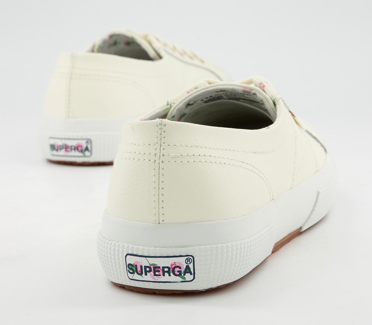 Superga 2750 Trainers Superga 2750 Trainers Pristine Off White Leather Floral Exclusive