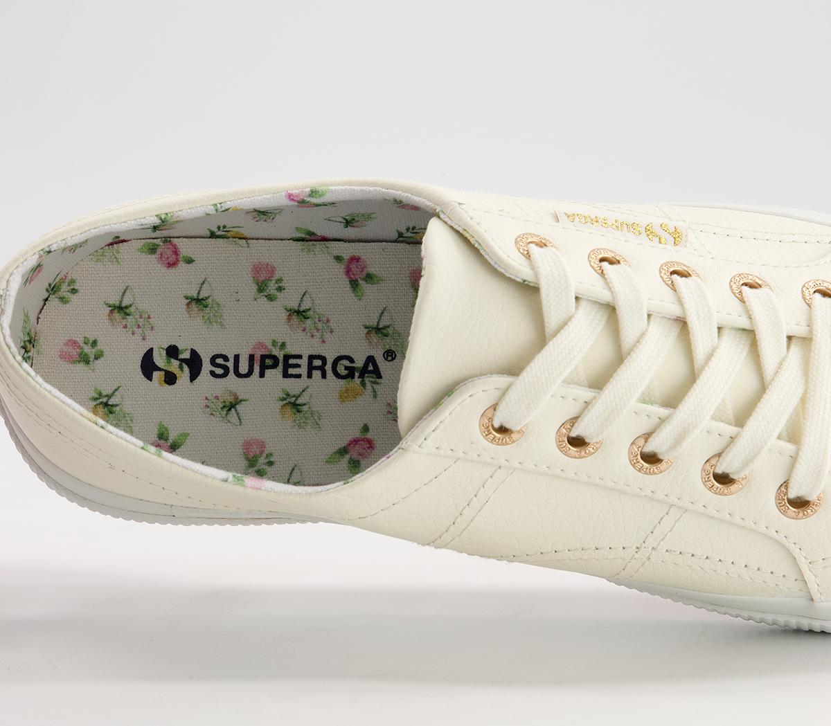 Superga 2750 Trainers Superga 2750 Trainers Pristine Off White Leather Floral Exclusive