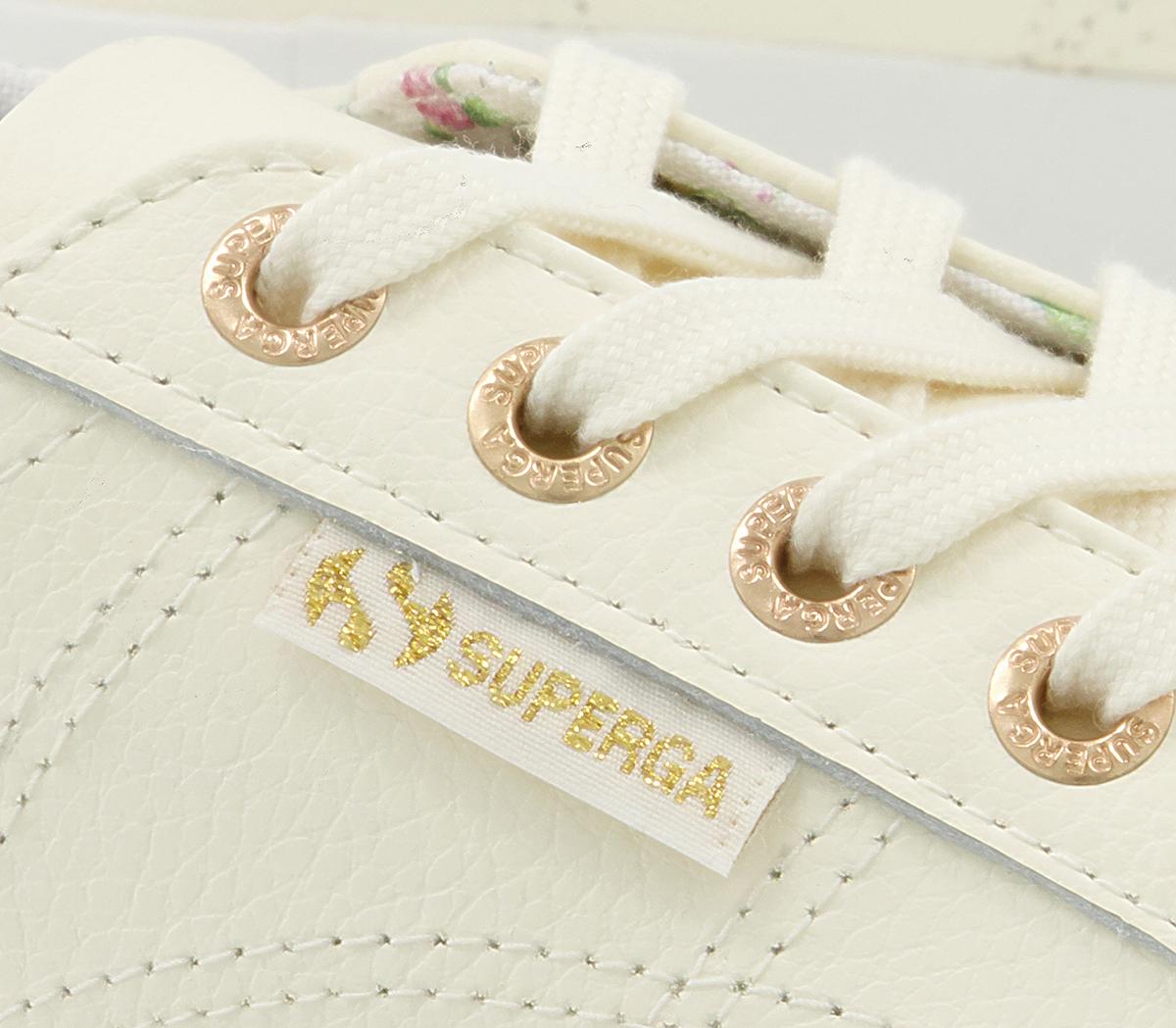 Superga 2750 Trainers Superga 2750 Trainers Pristine Off White Leather Floral Exclusive