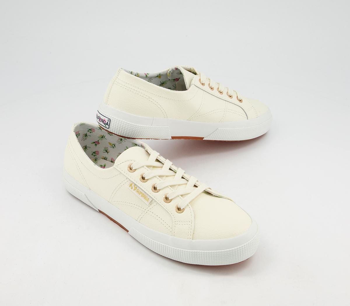 Superga 2750 Trainers Superga 2750 Trainers Pristine Off White Leather Floral Exclusive