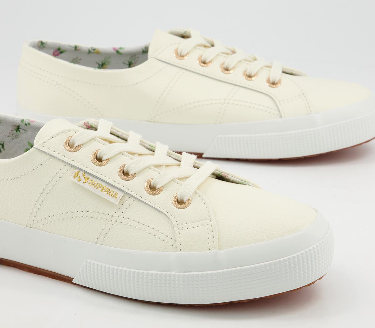 Superga 2750 Trainers Superga 2750 Trainers Pristine Off White Leather Floral Exclusive