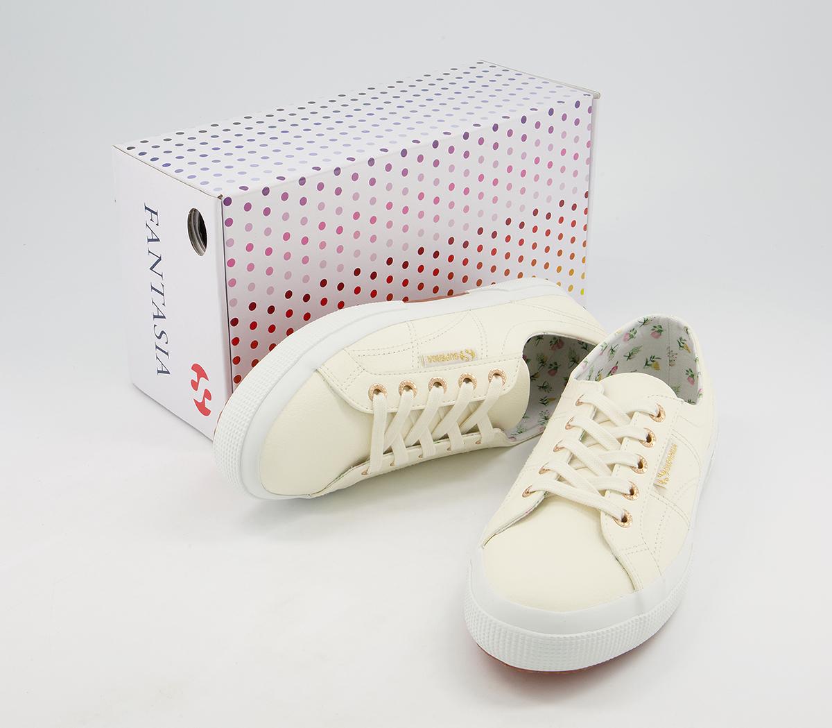 Superga 2750 Trainers Superga 2750 Trainers Pristine Off White Leather Floral Exclusive