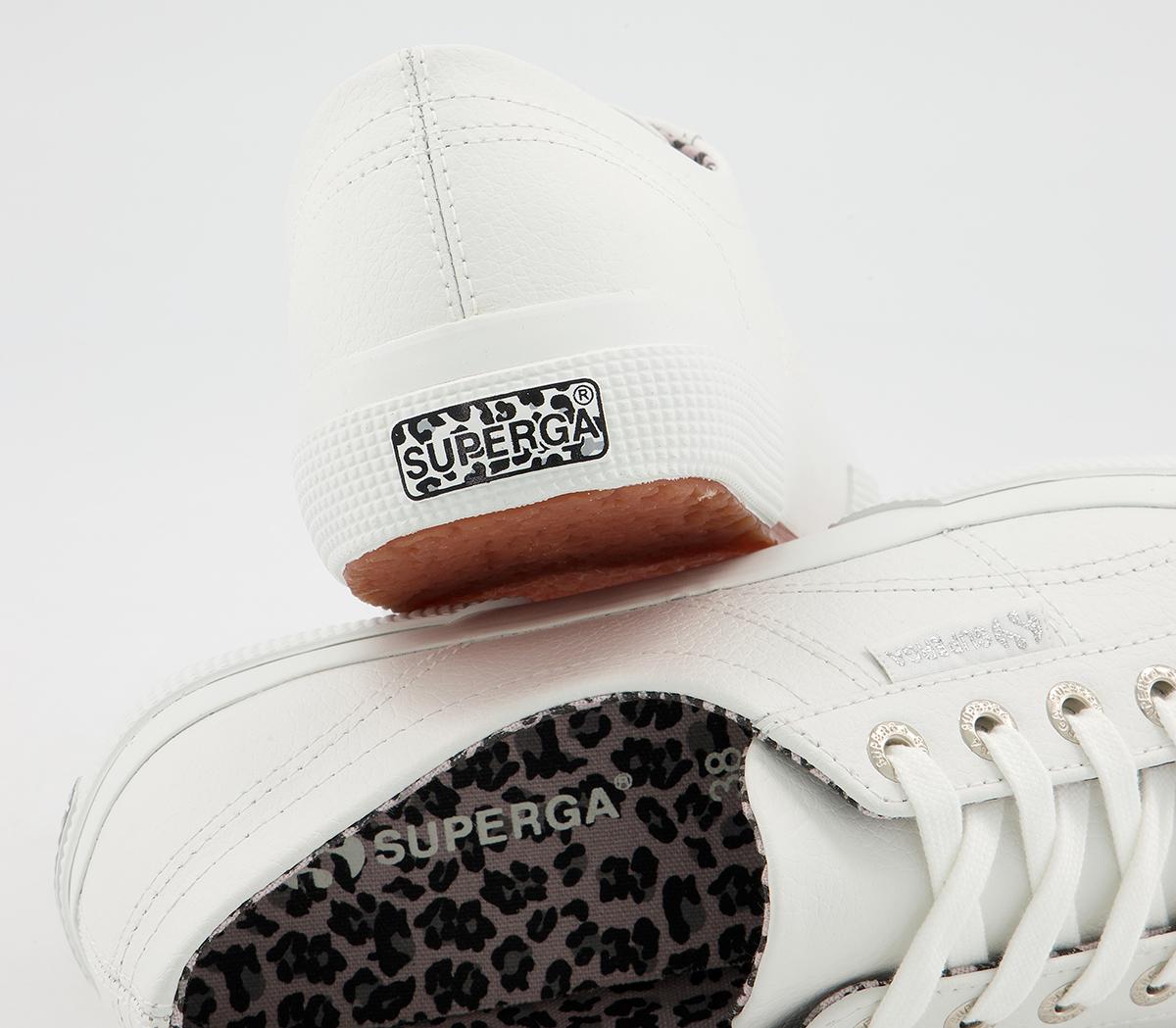 Superga 2750 Trainers Superga 2750 Trainers White Leather Leopard Exclusive